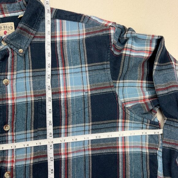 Plaid Flannel Camp Shirt Mens XL Button Down Long Sleeve Gorp Red Head Bass Pro - Picture 5 of 10